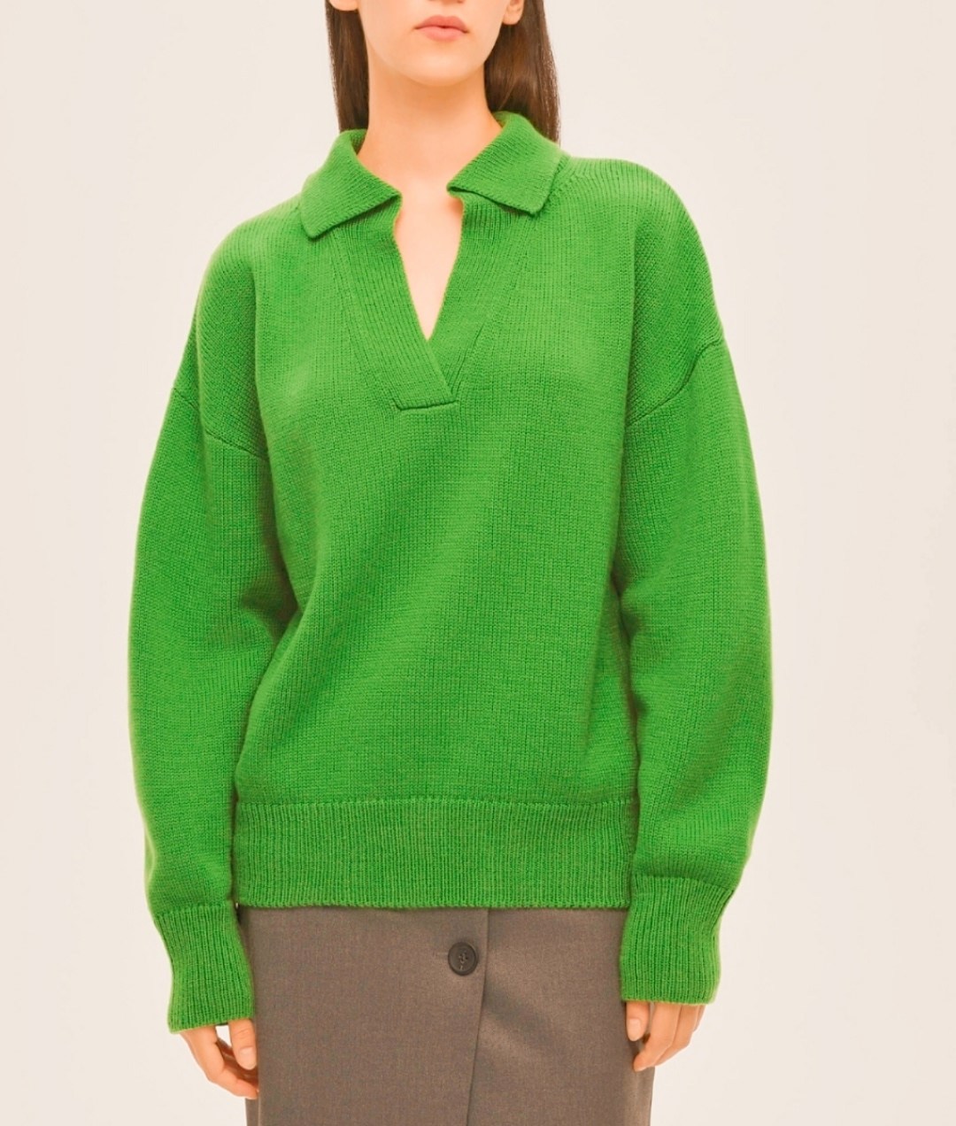 джемпер-поло свободного кроя,джемпер-поло свободного кроя темно-синий,джемпер-поло свободного кроя пепельно-серый,джемпер,джемпер оверсайз