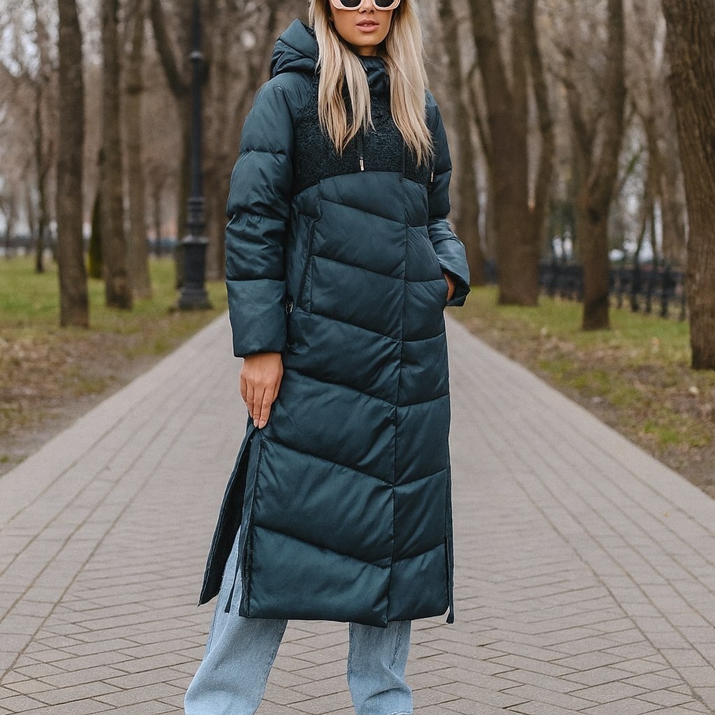 пальто twin tip 43811 зимнее черное,пальто зимнее,пуховик зимний длинный с капюшоном оверсайз bel`ange,пуховик черный,пуховик зимняя длинная