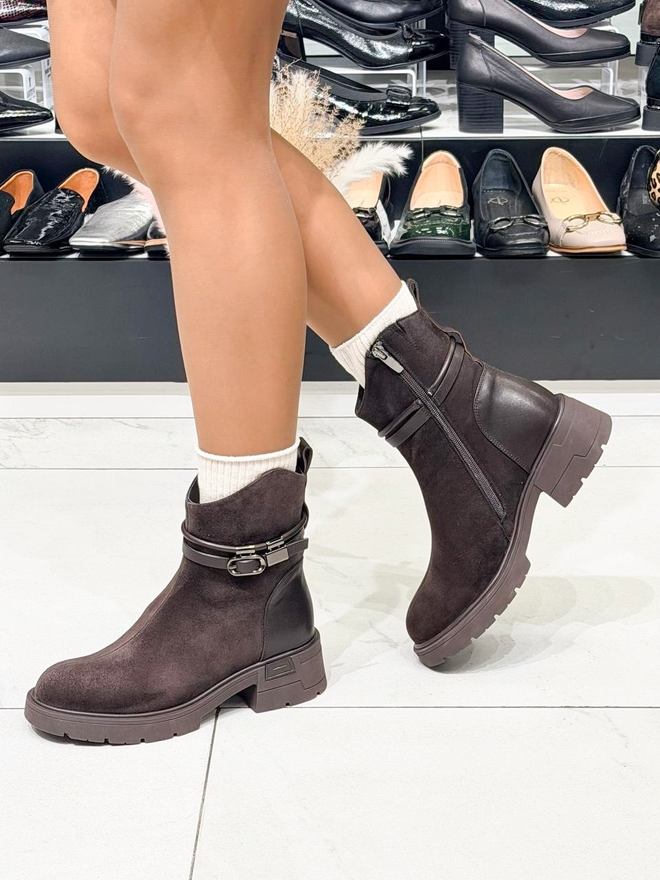 ,женские ботинки,ботинки замш,женская ,полусапоги