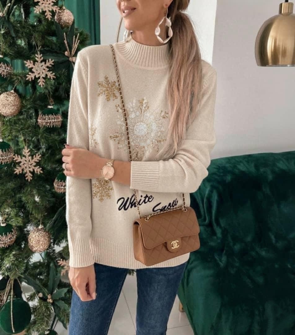 свитер снежинка,зимний свитер,женские свитера,джемпер женский,женский свитер со снежинками