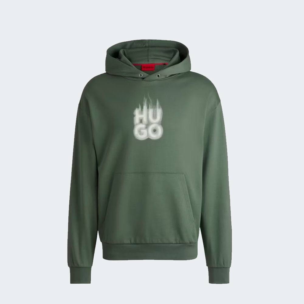 толстовка,толстовка hugo,мужские свитшоты,hugo зелёное мужское хлопковое худи hugo,мужская толстовка
