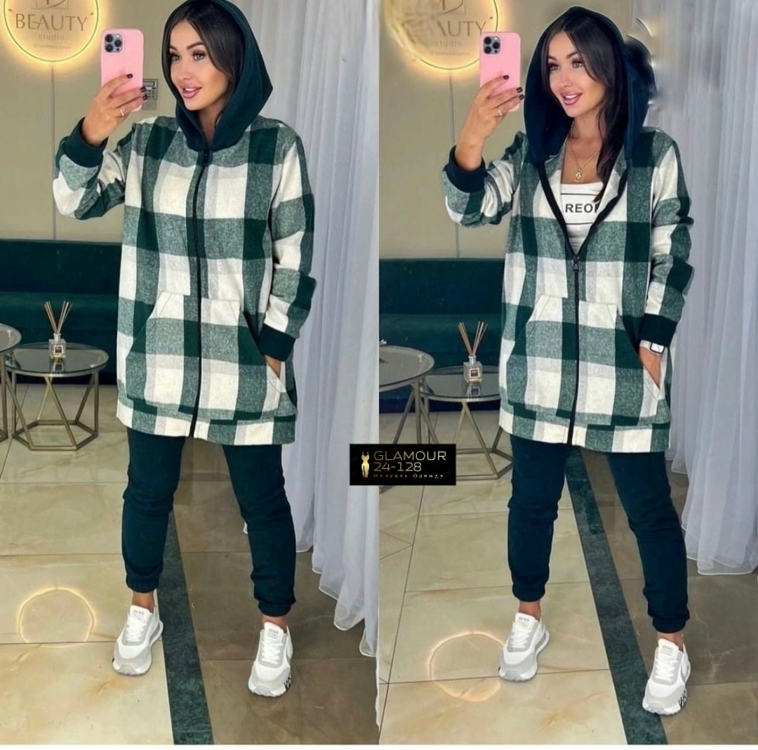 рубашка оверсайз теплая в клетку удлиненная amy store,костюм теплый,костюм женский теплый,женский костюм на флисе,костюм двойка женский