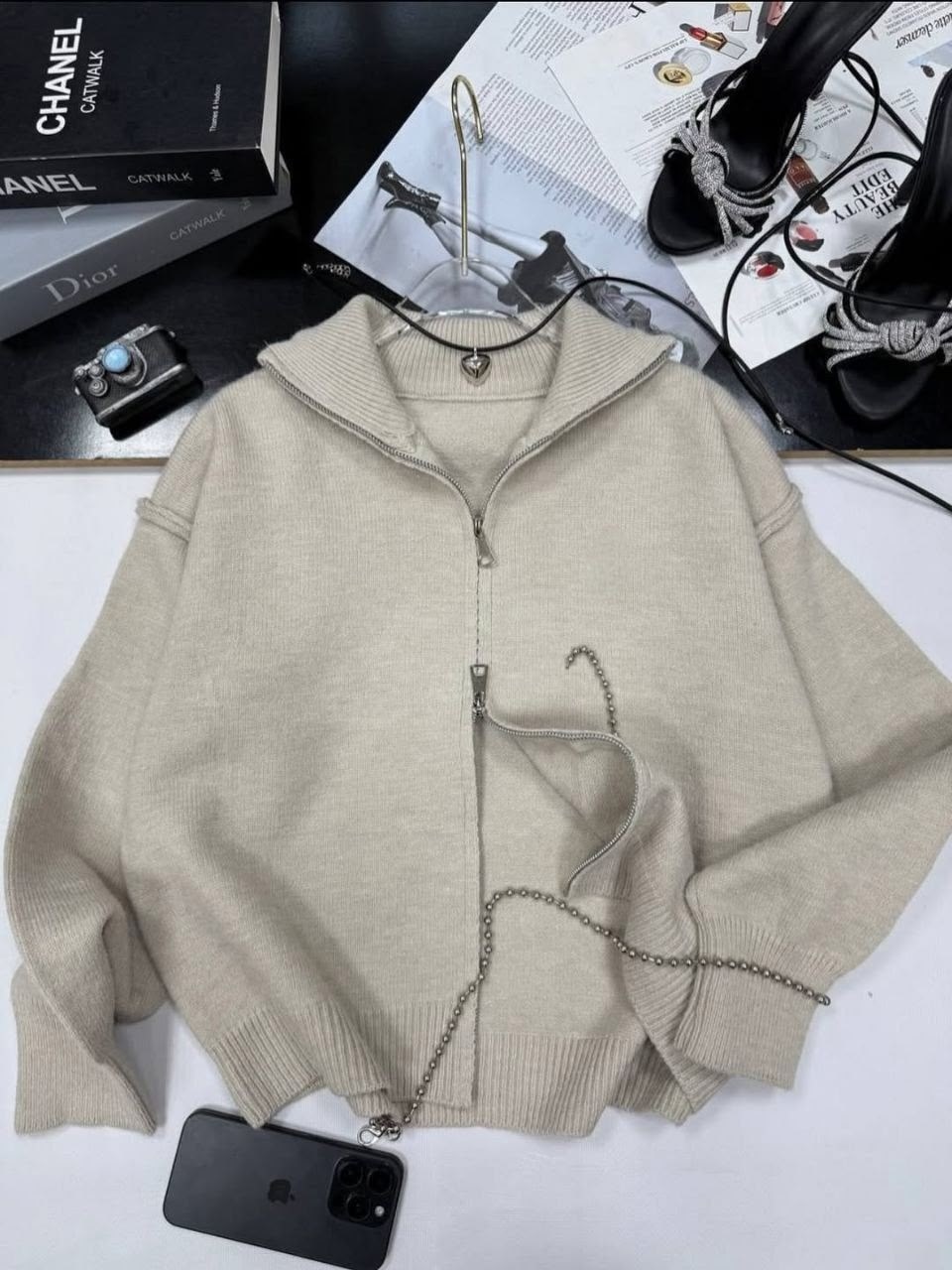 трендовый джемпер на молнии dina style,кофта кардиган,свитер вязаный трикотажный с молнией c горлом,свитер теплый на молнии,свитер женский