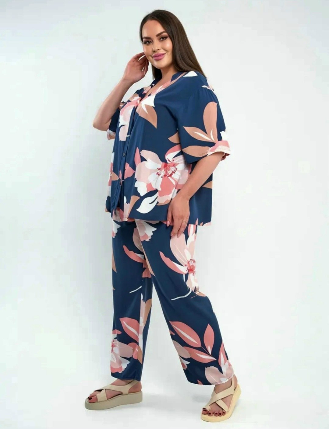 женская пижама,халат пижама,летние костюмы,летние женские костюмы,пижамы с брюками