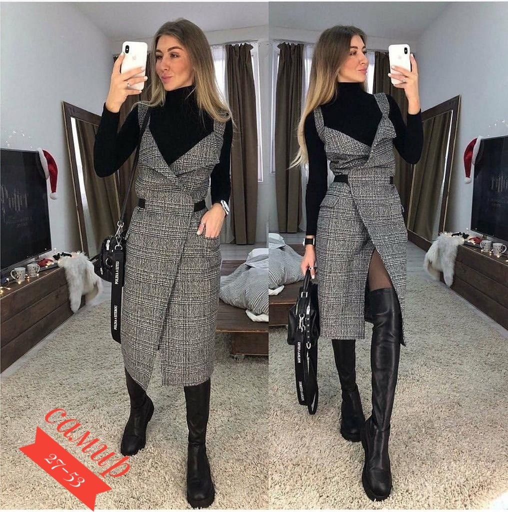 стильный сарафан,теплый сарафан,сарафан из твида,сарафан модный,сарафан