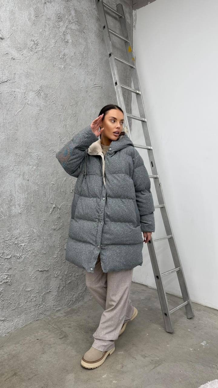 куртка оверсайз,серый пуховик,зимние куртки оверсайз,пуховик,объемный пуховик