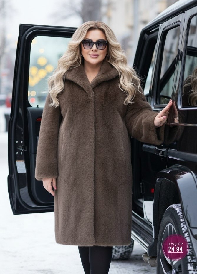 шуба искусственная под норку с капюшоном livato,искусственная шуба,шуба женская,шуба,шубка