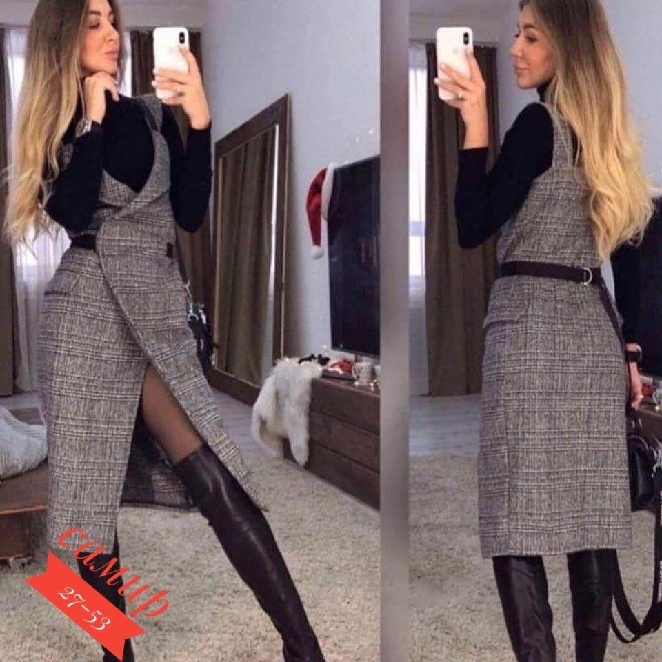 стильный сарафан,теплый сарафан,сарафан из твида,сарафан модный,сарафан