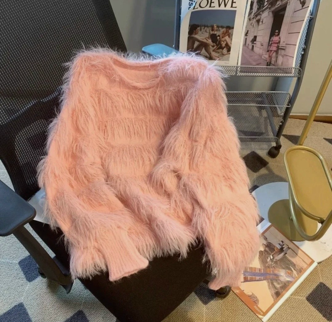 мохеровый свитер,ленивый пушистый мягкий свитер женский вязаный пуловер,свитер пушистый,женский вязаный свитер из искусственной норки,пуловер вязаный