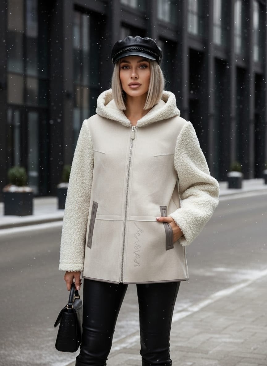 куртка модная,дубленка искусственная xiubaiyi,куртка женская,теплая куртка,куртка с вышивкой