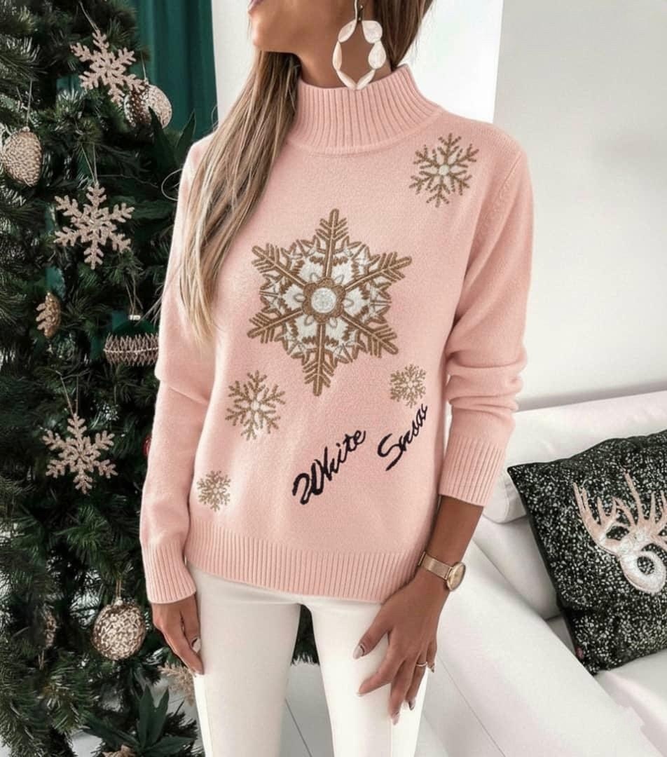 свитер снежинка,зимний свитер,женские свитера,джемпер женский,женский свитер со снежинками