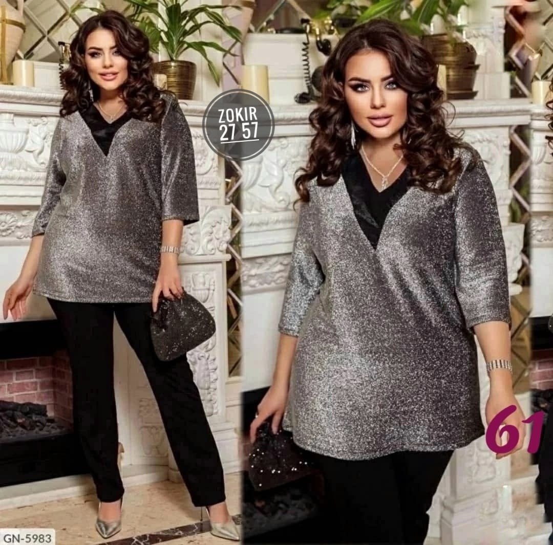 брючный костюм,блузка из люрекса для полных женщин,блузка женская,костюм женский от 48 до 62 р-ра, блуза люрекс и брюки,кофта женская ткань: люрекс