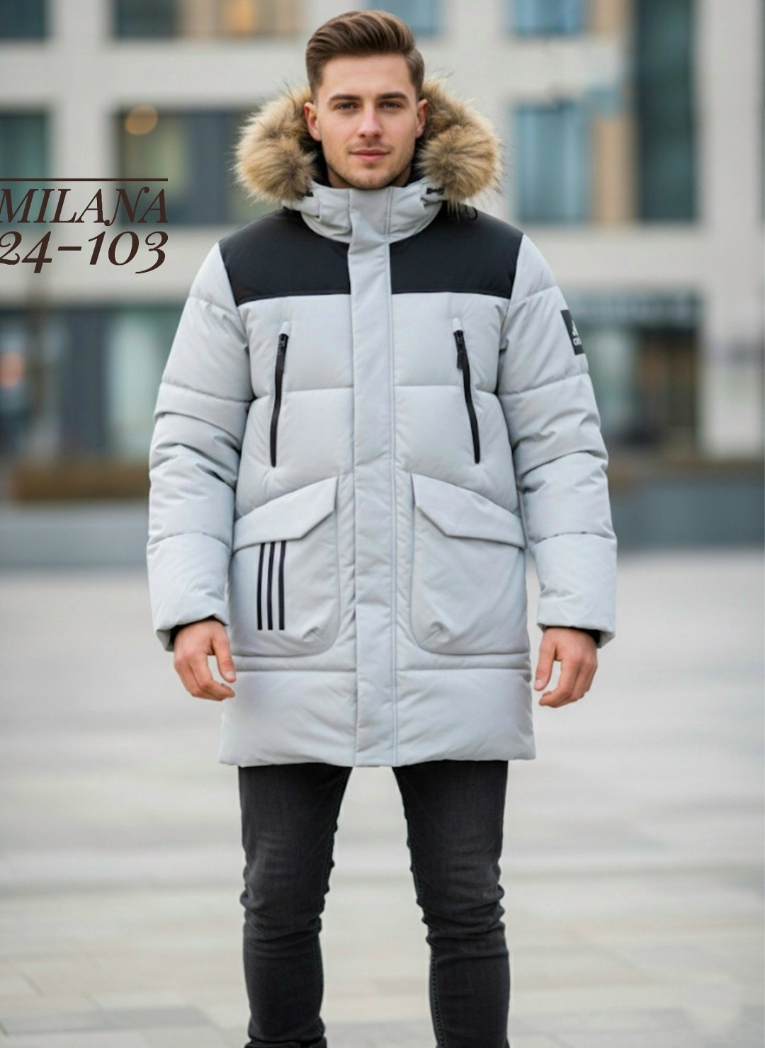 куртка зимняя мужская удлиненная с мехом серого цвета 2159-1sr mtforce,куртка зимняя мужская удлиненная с мехом mtforce,мужская зимняя куртка,зимняя куртка,куртка зимняя мужская удлиненная с мехом хак