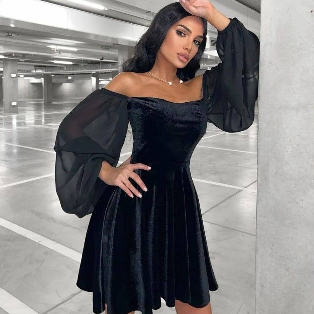 платье велюр,платье с объемными рукавами,платье с рукавами фонарик,бархатное платье с прозрачными рукавами,платья из бархата