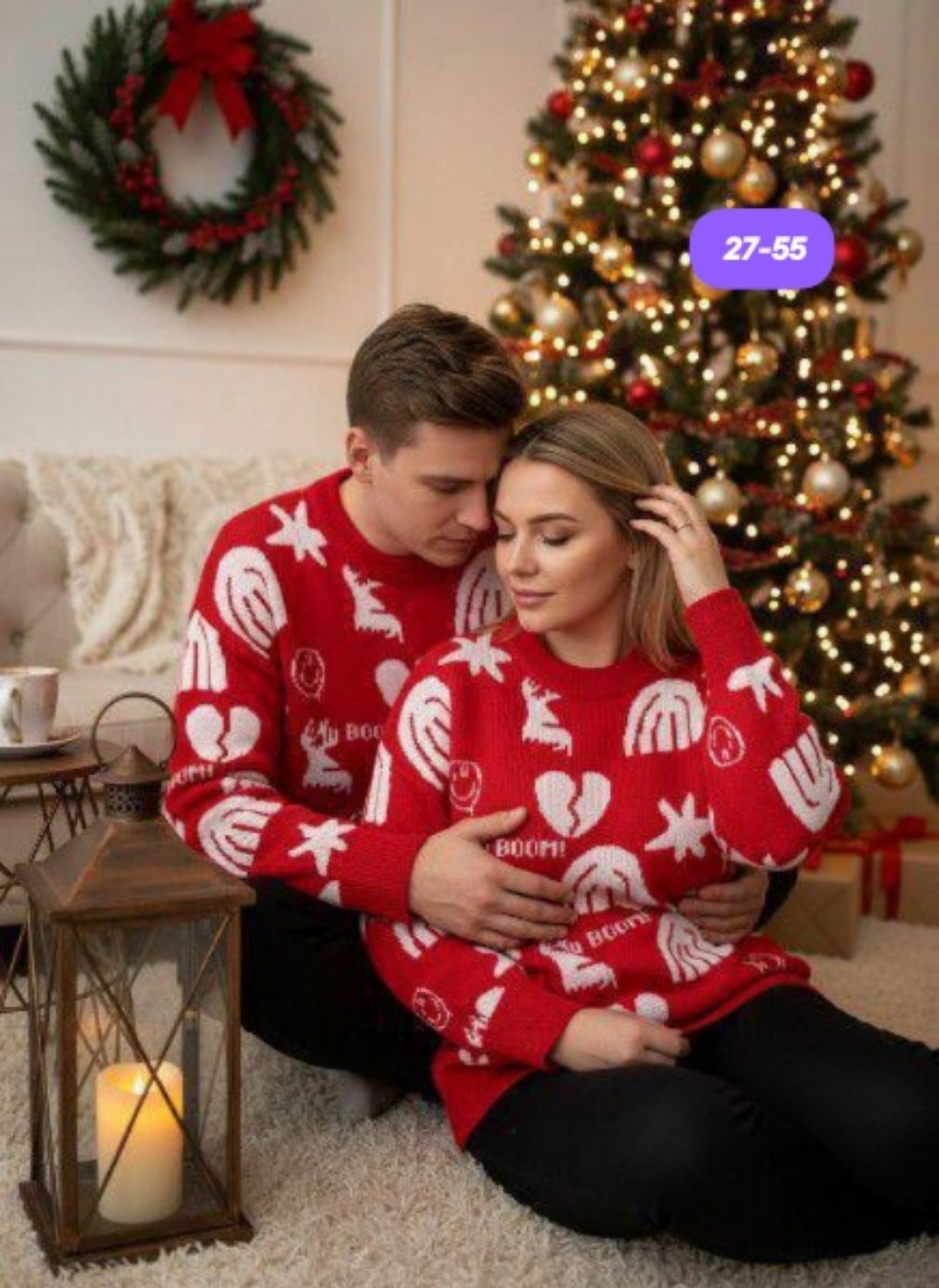 новогодние свитера,рождественские свитера,свитера с оленями,новогодняя фотосессия в свитерах,красные новогодние свитера