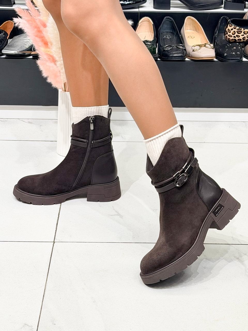 ,женские ботинки,ботинки замш,женская ,полусапоги