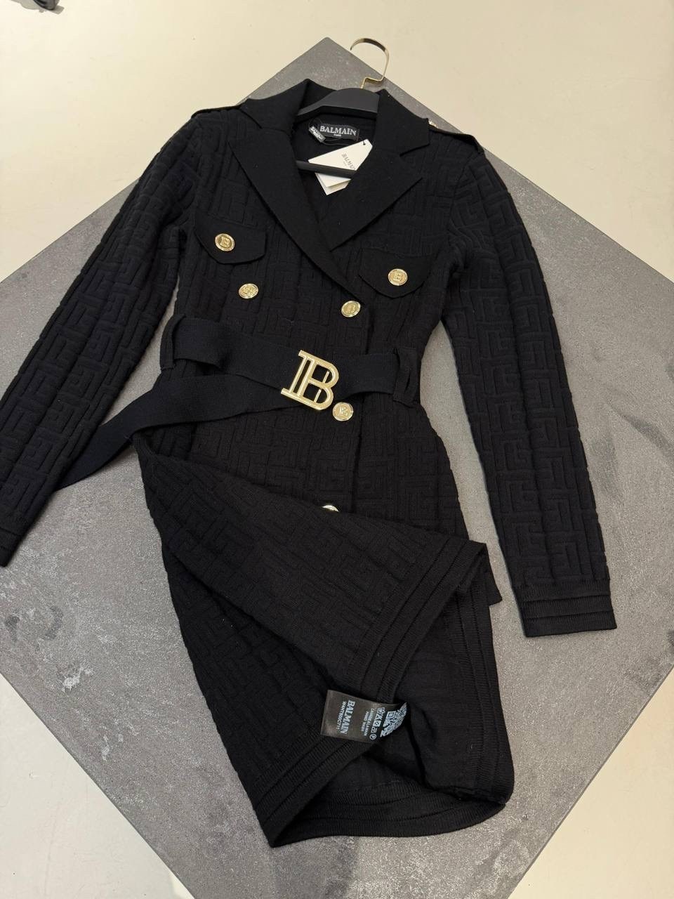 balmain женское платье-пиджак чёрного цвета,платье balmain,бандажное платье balmain,платье balmain черное,черное платье пиджак