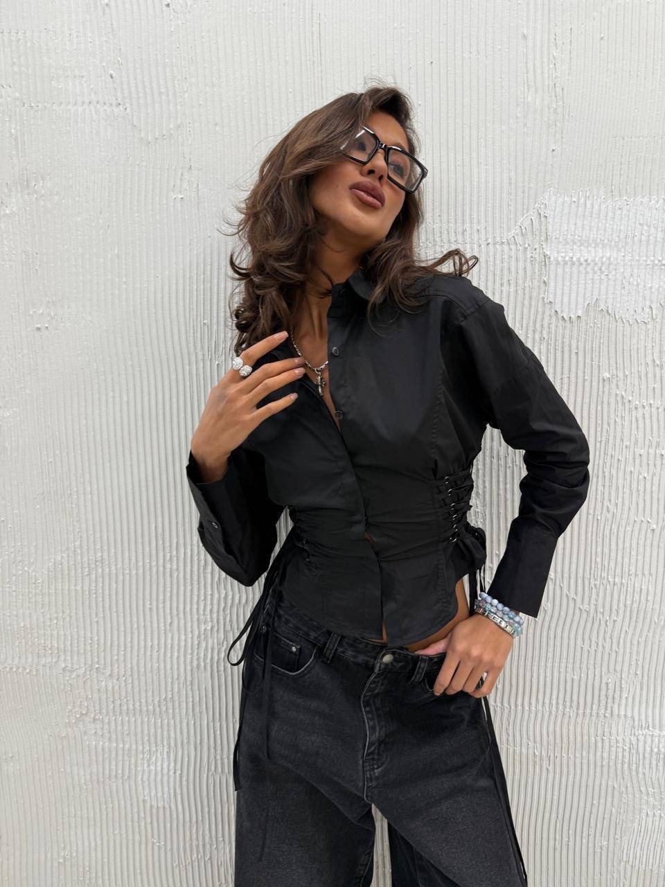 рубашка с корсетом,рубашка женская,длинная рубашка с корсетом,черные рубашки,блузка рубашка