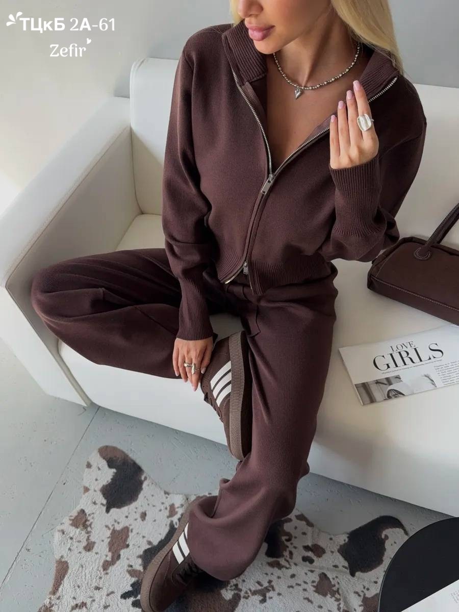 костюм трикотажный шоколад,костюм трикотажный,женский костюм,костюм двойка кашемир,костюмчик