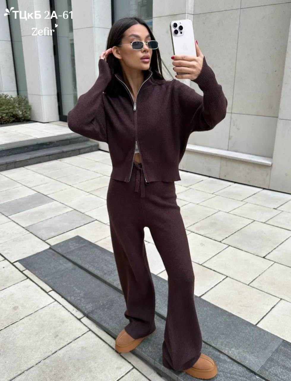 костюм трикотажный шоколад,костюм трикотажный,женский костюм,костюм двойка кашемир,костюмчик