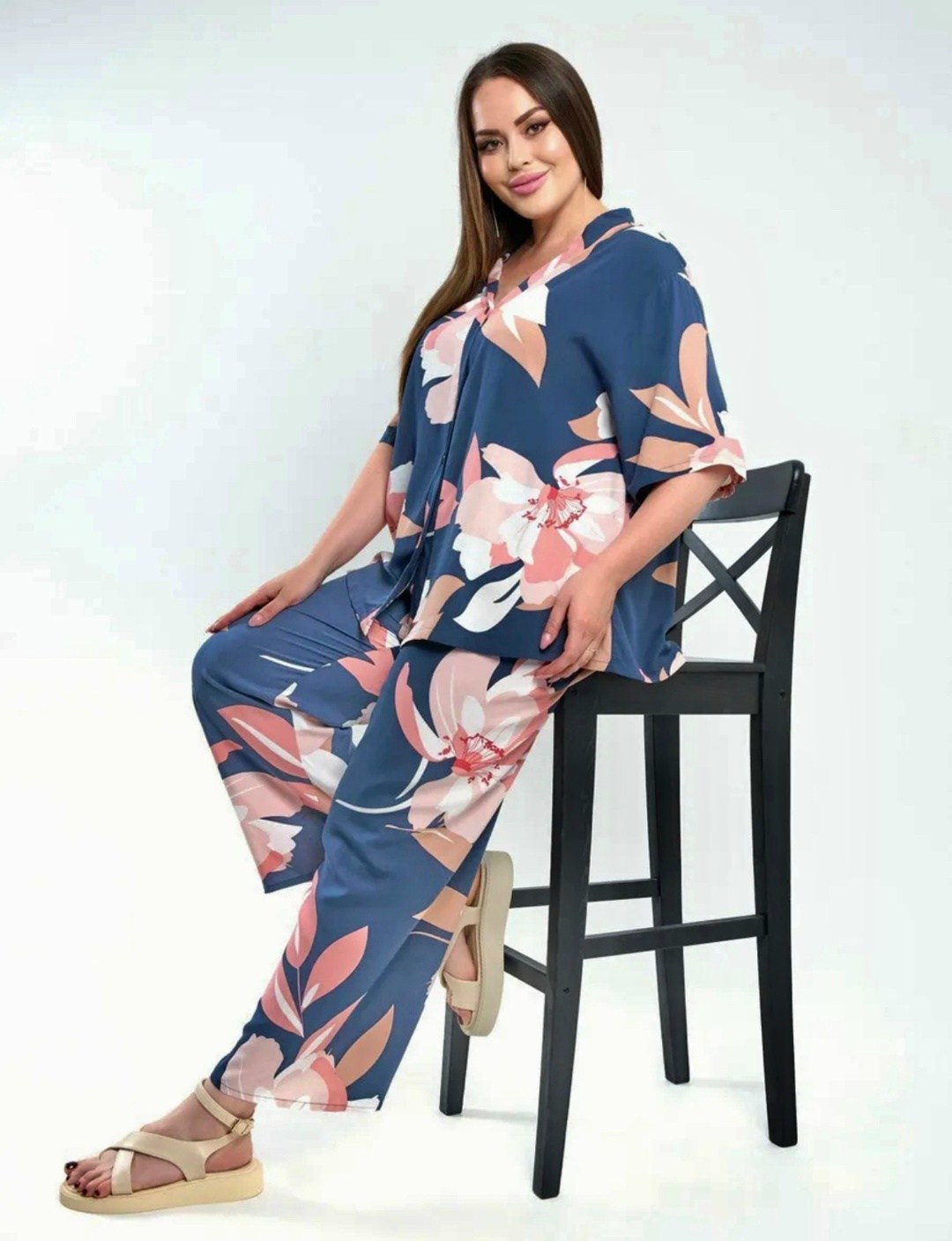 женская пижама,халат пижама,летние костюмы,летние женские костюмы,пижамы с брюками