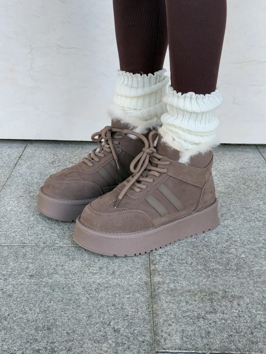 зимняя женская,, зимняя,угги замш,женские зимние ботинки на толстой подошве 2025 года