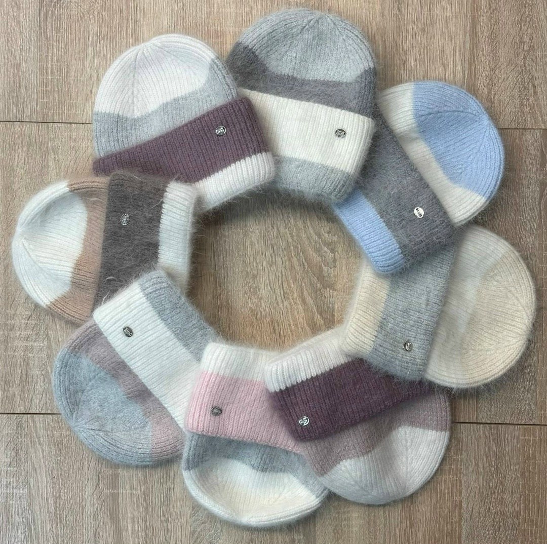 шапка ангора,женская шапка из ангоры,шапка ангора разноцветная зимняя,разноцветные шапки из ангоры,шапка женская ангора