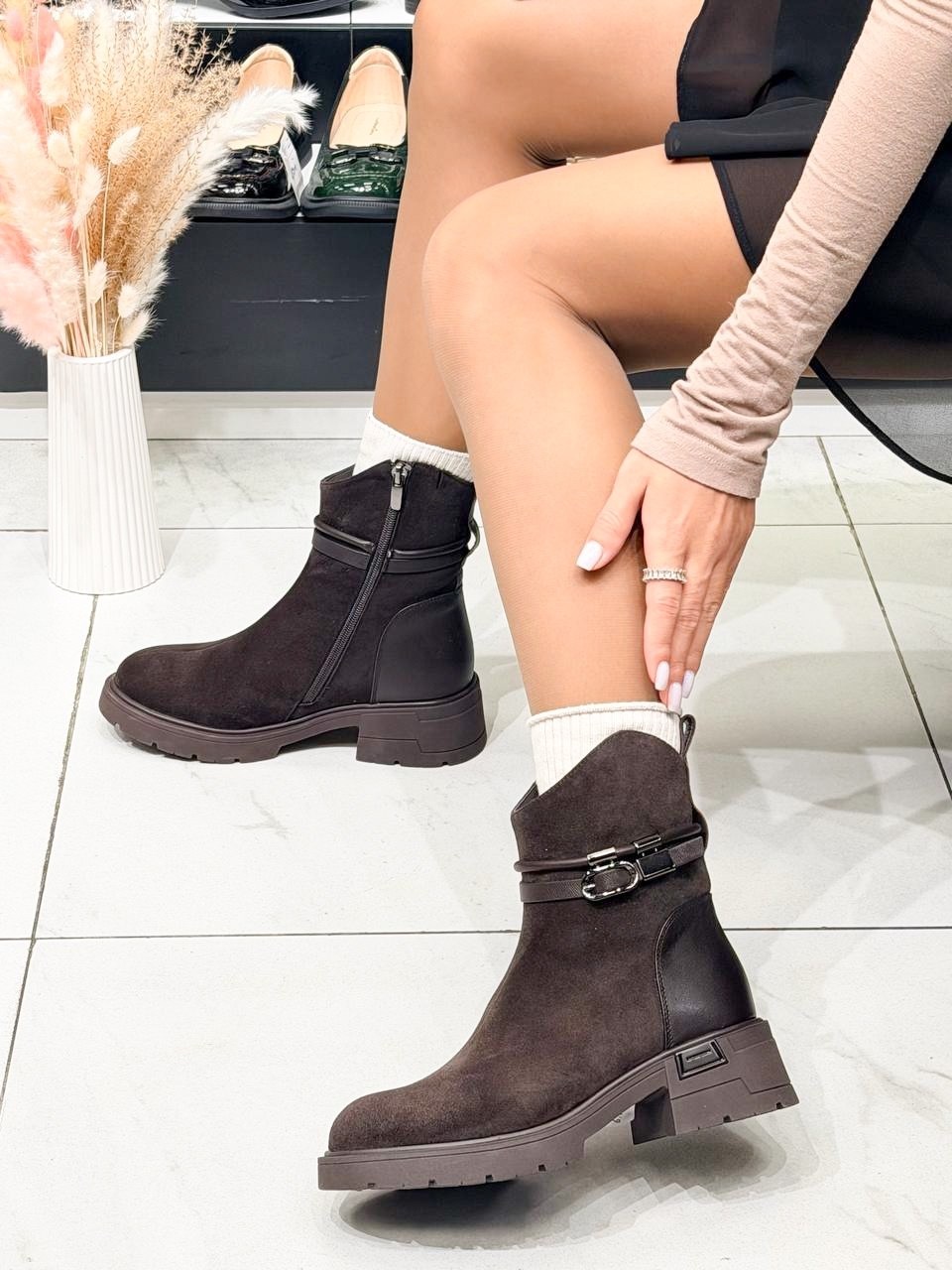 ,женские ботинки,ботинки замш,женская ,полусапоги