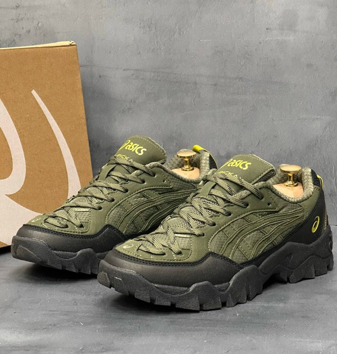 кроссовки asics gel-pickax,кроссовки asics gel-pickax 1203a867-301,кроссовки мужские asics gel pickax,asics низкие повседневные туфли gel pickax армейский зеленый,