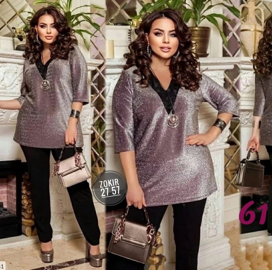 брючный костюм,блузка из люрекса для полных женщин,блузка женская,костюм женский от 48 до 62 р-ра, блуза люрекс и брюки,кофта женская ткань: люрекс