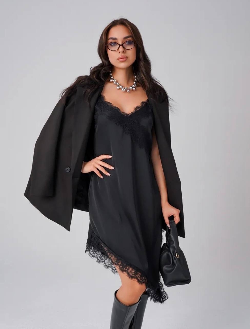 платье комбинация,платье комбинация с разрезом и кружевом free&life 265149694,черное платье комбинация,пеньюар,ночные пеньюары