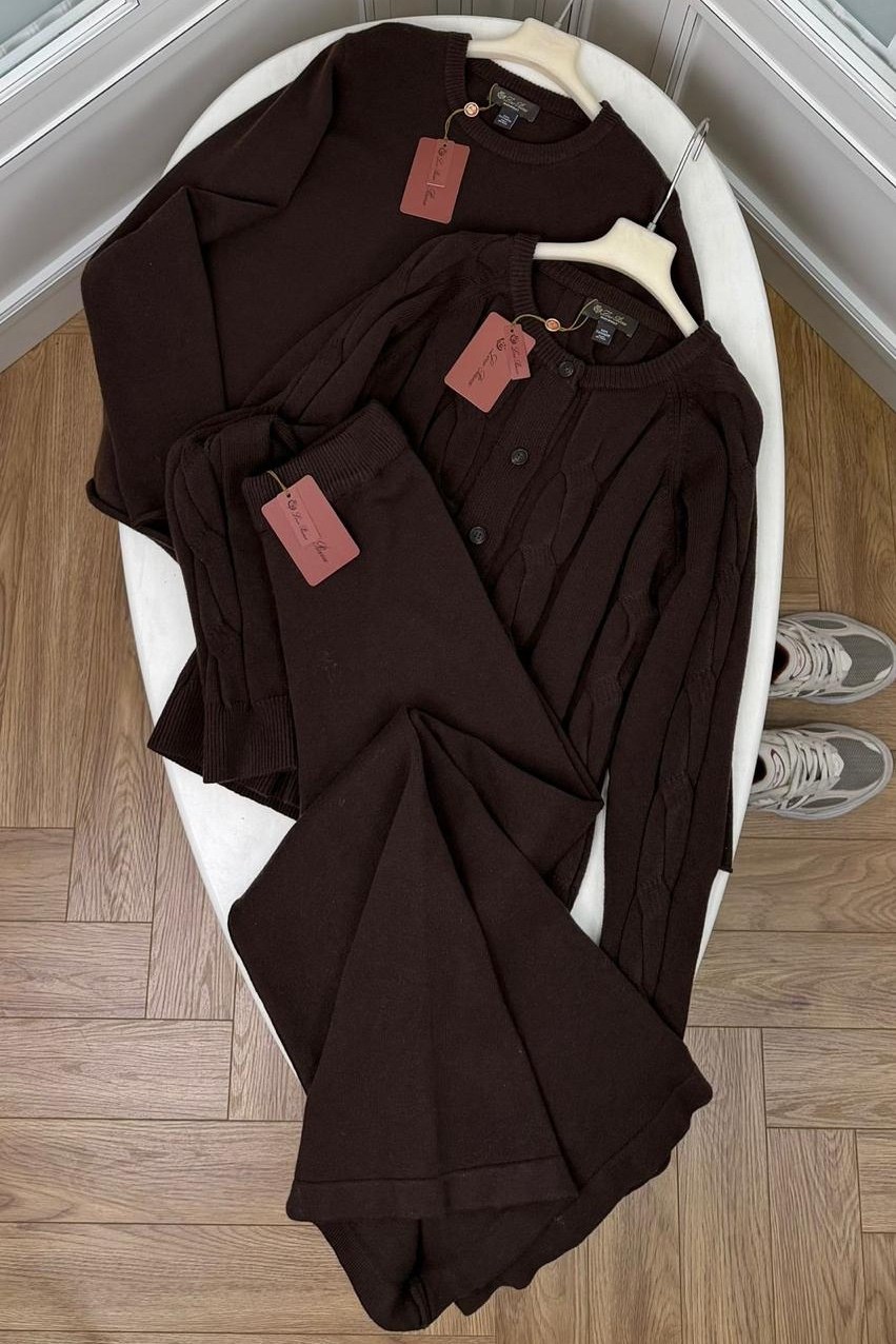 брючный костюм,костюм женский с брюками палаццо,трикотажный костюм с брюками осенний оверсайз bapani,костюм с брюками трикотажный вязаный lucky girl la цвет коричневый,трикотажный костюм