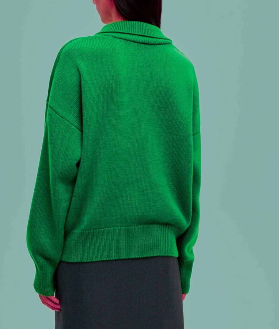 джемпер-поло свободного кроя,джемпер-поло свободного кроя темно-синий,джемпер-поло свободного кроя пепельно-серый,джемпер,джемпер оверсайз