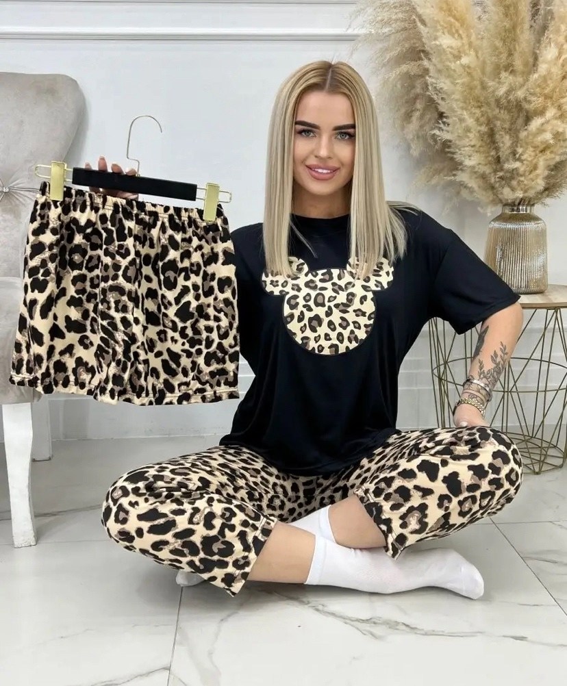 костюм домашний со штанами трикотажный леопардовый streamlove 362331016,пижама со штанами домашняя леопардовая больших размеров streamlove,пижамы женская с шортами,пижама комплект,пижамы женски