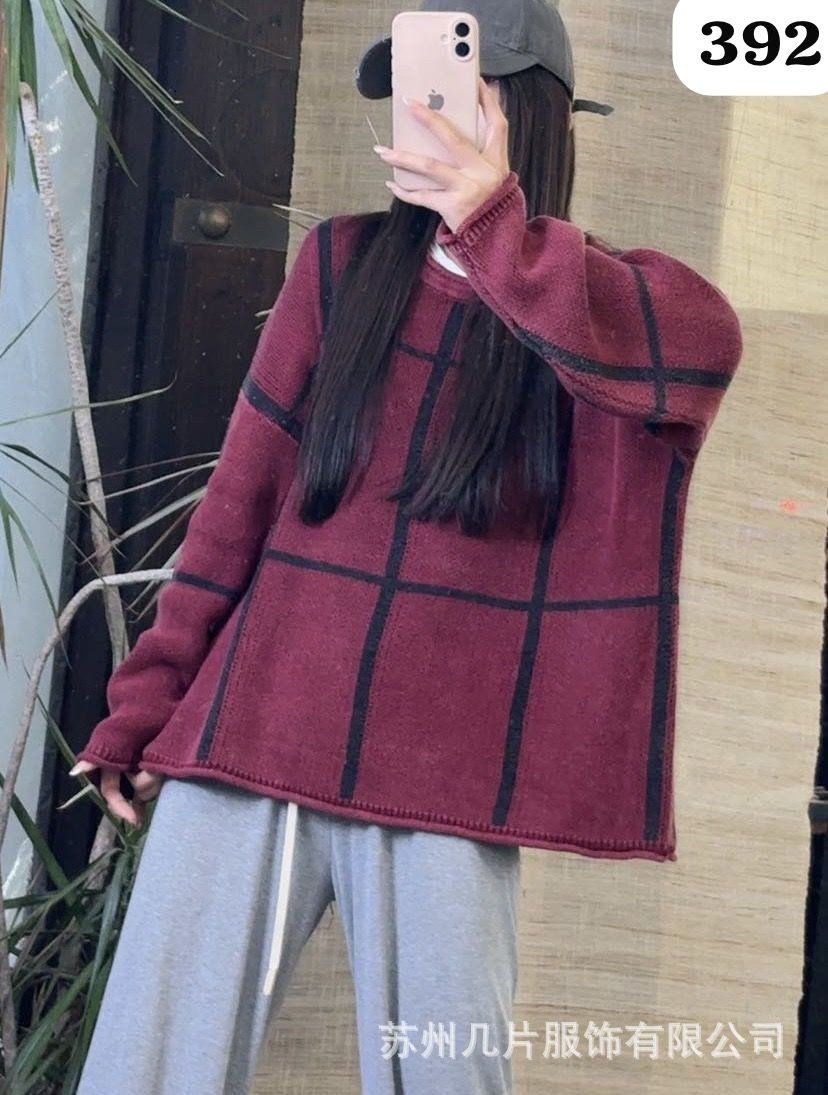 модные свитера,женский свитер,свитер в клетку,повседневный джемпер,свитер