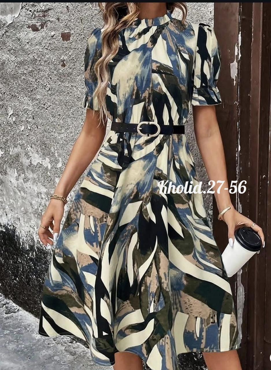 платье женское с принтом,платье женский летний,женское платье,платье с поясом,платье стиль