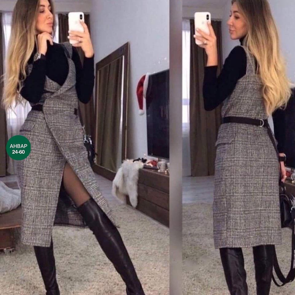 сарафан,теплые сарафаны,женский сарафан,сарафан в клетку,платье-сарафан