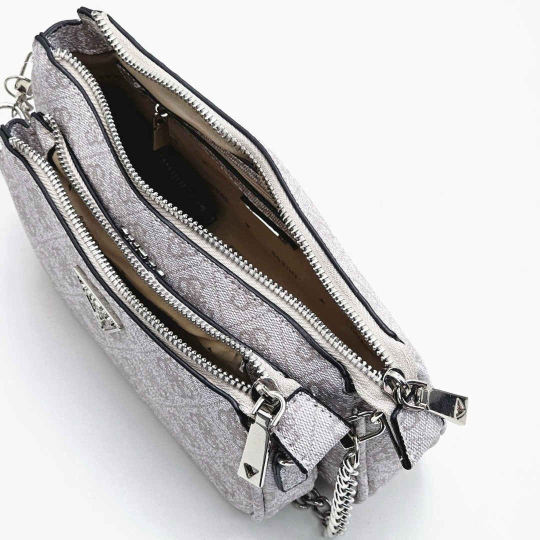 сумка через плечо guess noelle dbl pouch crossbody hwbd7879710 белый,сумка guess,сумка женская guess,сумка на плечо кросс-боди guess,сумка белая через плечо guess