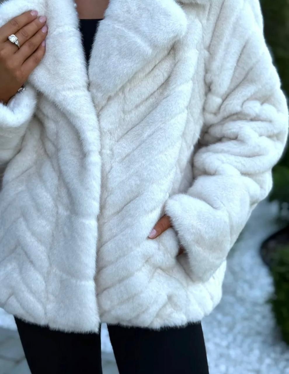 шуба короткая молочная экомех 70см yana furs,шубка,женская шуба,шуба искусственная,шуба из эко-меха