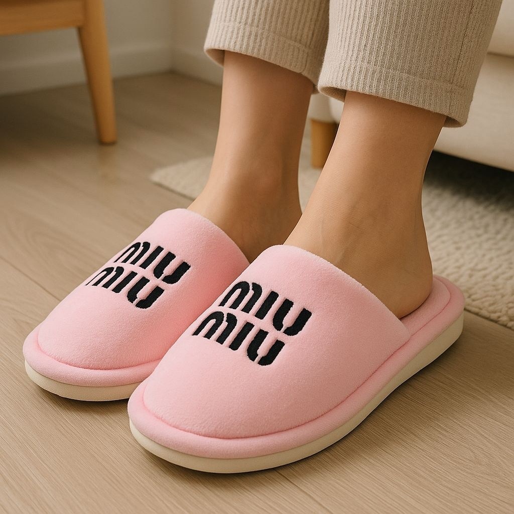 тапочки miu miu,тапочки женские,тапочки домашние женские,модные тапочки,тапочки миу миу