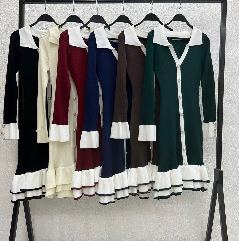 трикотажное платье,вязаное платье женское,женское платье,платье,женское трикотажное мини-платье с длинным рукавом