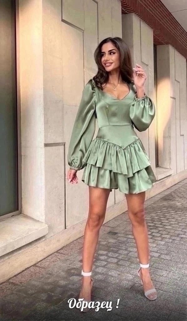 атласное платье,платье,платье женская,модное платье,платье с оборками