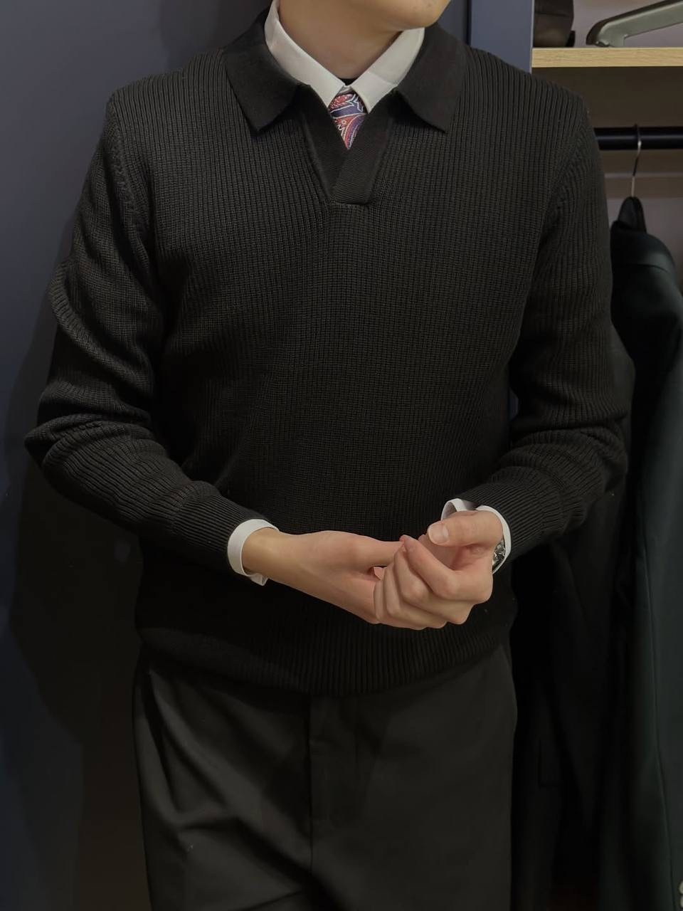 свитер с воротником,мужской свитер,свитер с воротником поло,мужская кофта,свитер поло