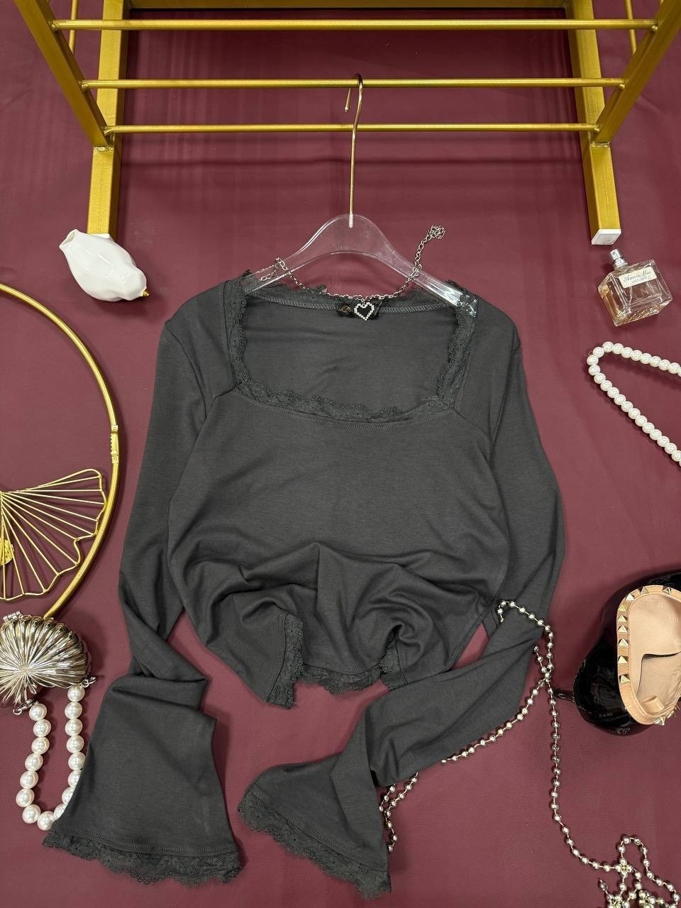 кофточка женская,модная блузка,женские топы,бордовый,кружевная футболка