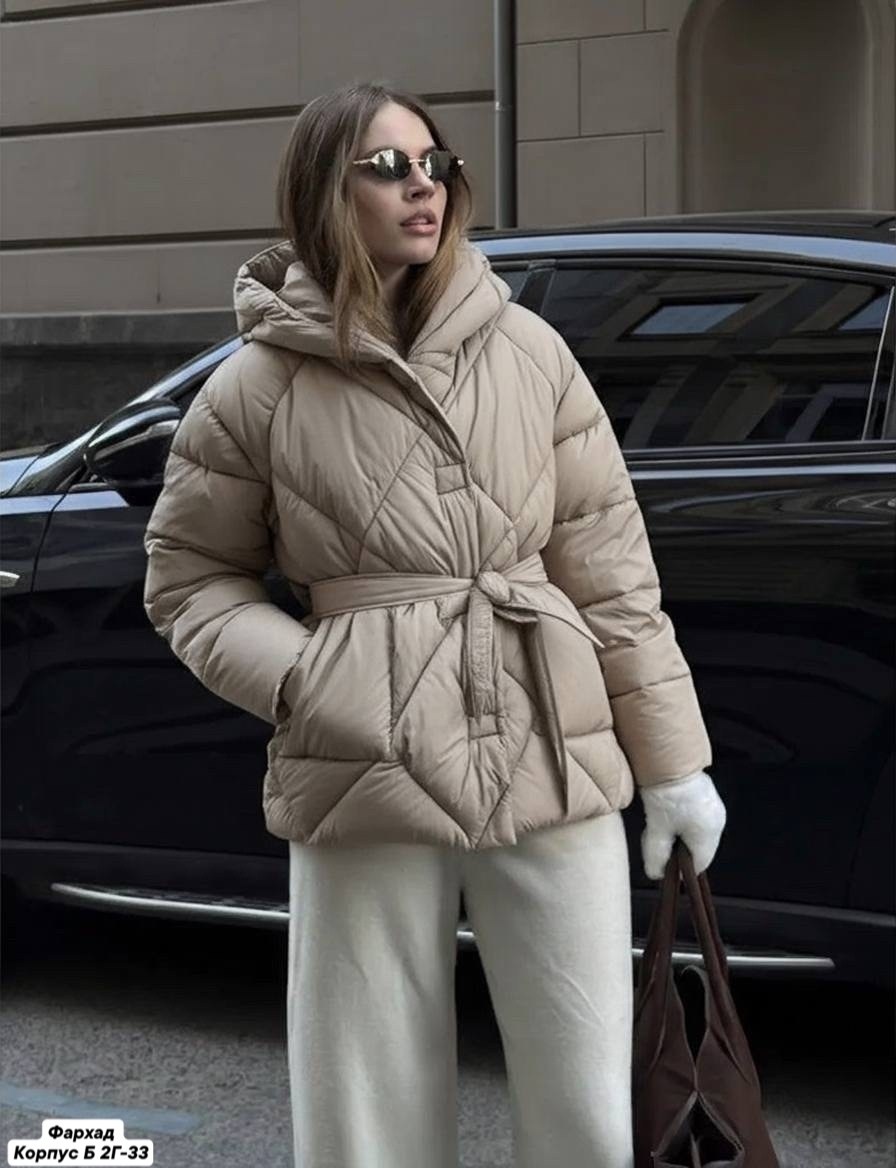 пуховик оверсайз с капюшоном и поясом,куртка женская,пуховик оверсайз с капюшоном и поясом coature цвет черный,куртка с поясом женская,куртка с поясом