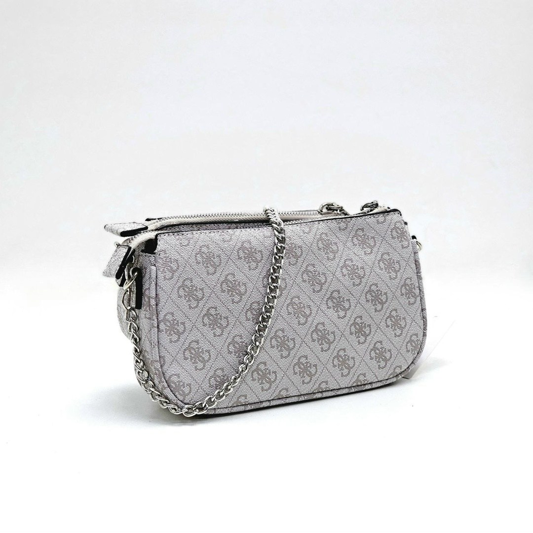 сумка через плечо guess noelle dbl pouch crossbody hwbd7879710 белый,сумка guess,сумка женская guess,сумка на плечо кросс-боди guess,сумка белая через плечо guess