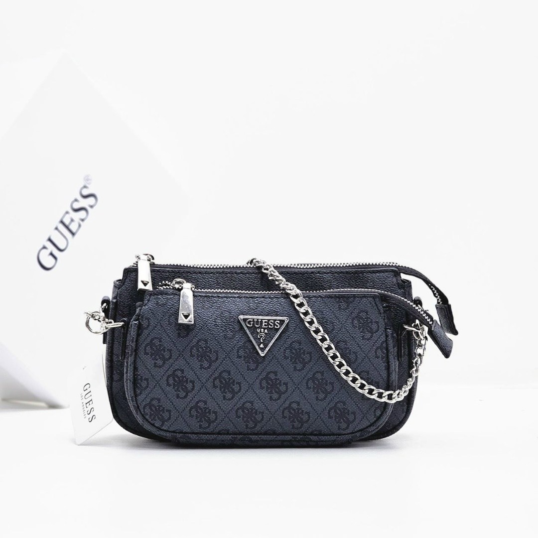 сумка guess,сумка guess через плечо,сумка guess женская,женская сумка через плечо guess,сумка через плечо guess noelle dbl pouch crossbody hwbg7879710 темно-серый