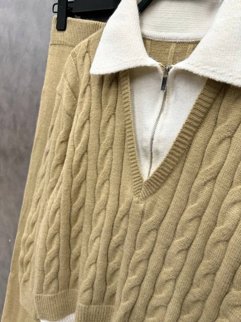 женский костюм вязаный,модные вязаные свитера,модные свитера,теплый вязаный женский костюм,трикотажные костюмы