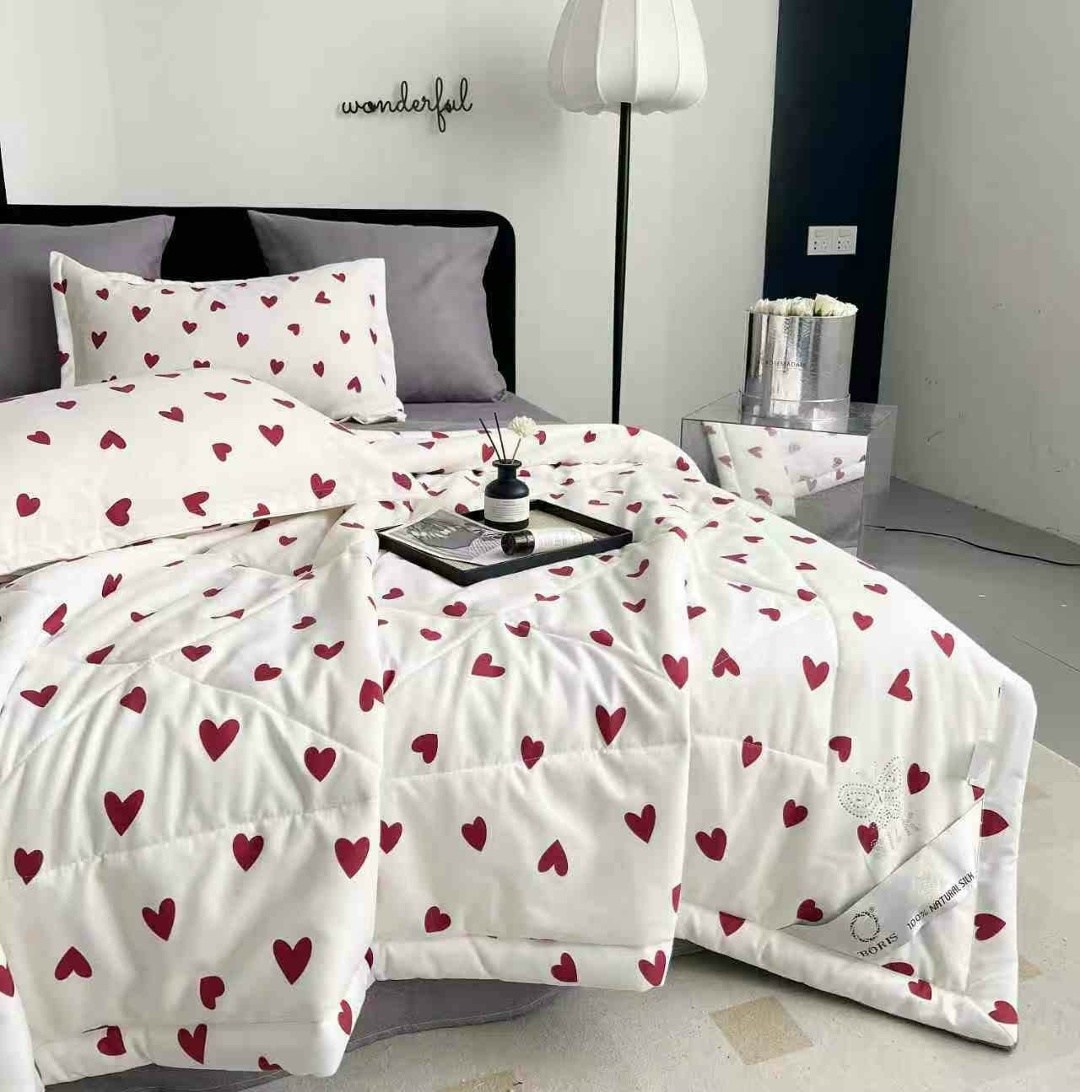 комплект постельного белья,постельное бельё,тонкое одеяло,постельное белье из хлопка,постельное белье с сердечками
