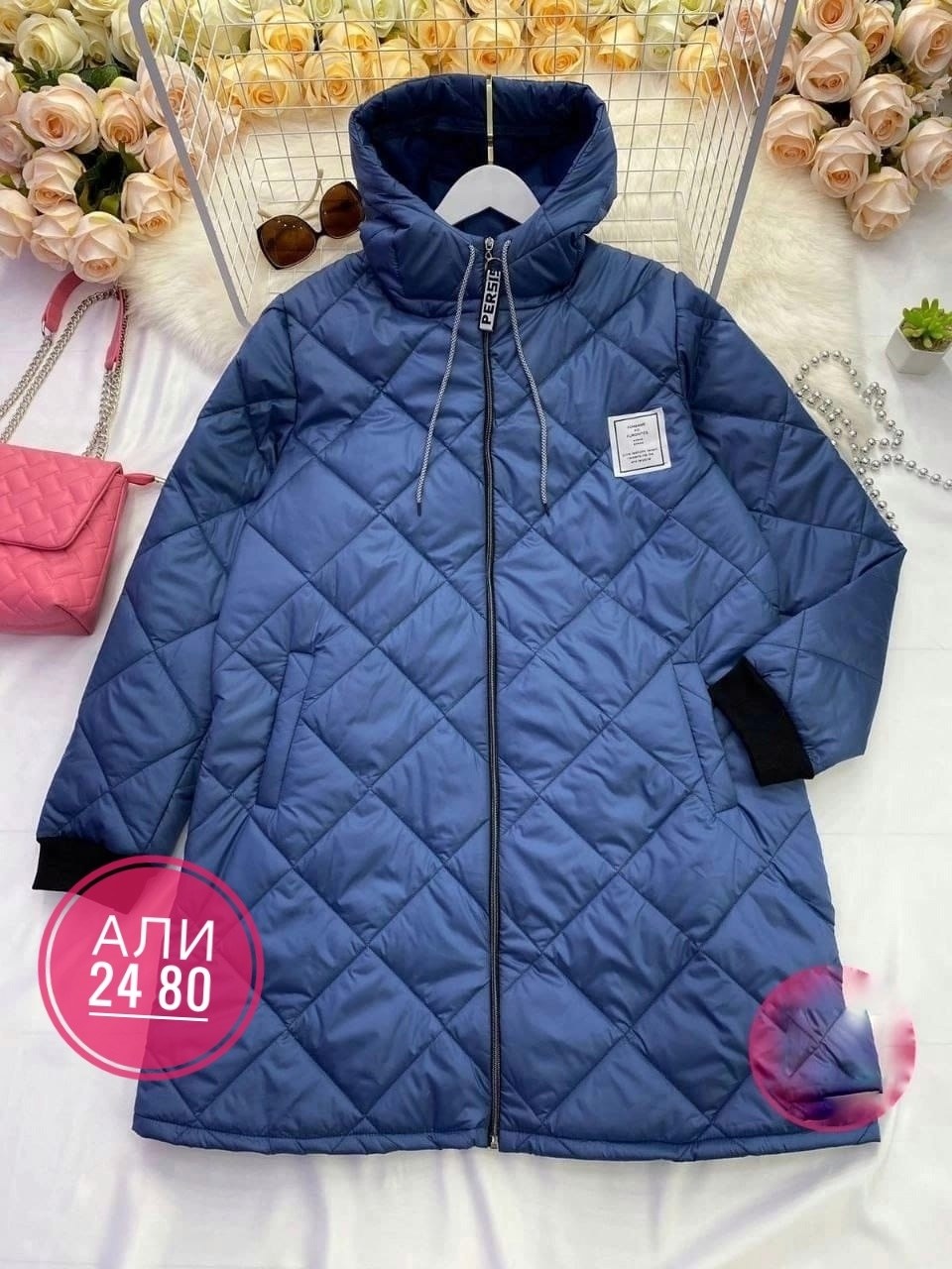 куртка женская,куртка демисезонная,куртка женская модная,куртка женская черный,стеганая куртка с капюшоном 64-72